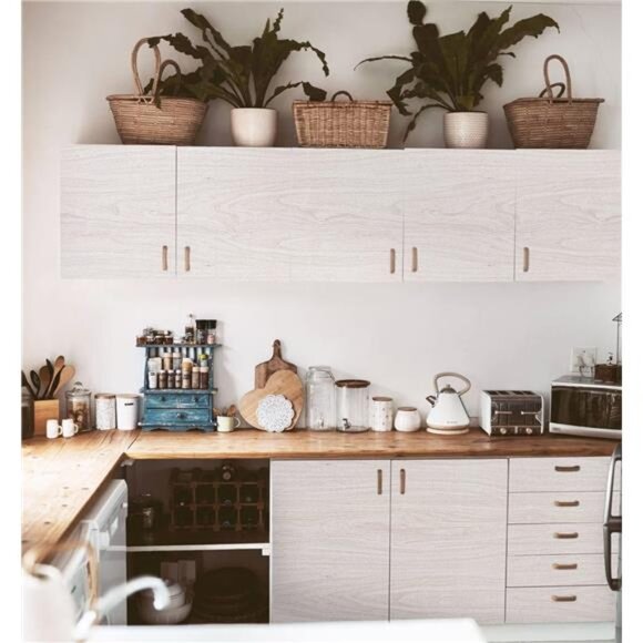 White Wood Contact Paper for Cabinets &Drawers Wood Grain Wallpaper Peel &Stick - Picture 6 of 7